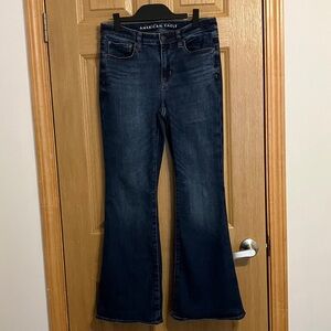American Eagle Next Level Super High-Waisted Flare Jean in Darkest Dazzler